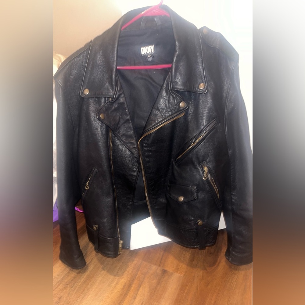 Chic Vintage DKNY Leather Motorcycle Jacket